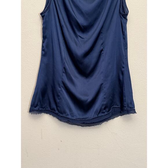Elie Tahari Navy Bue Silk Blend Embroidered‎ Sleeveless Blouse Size XS Career - Picture 5 of 14